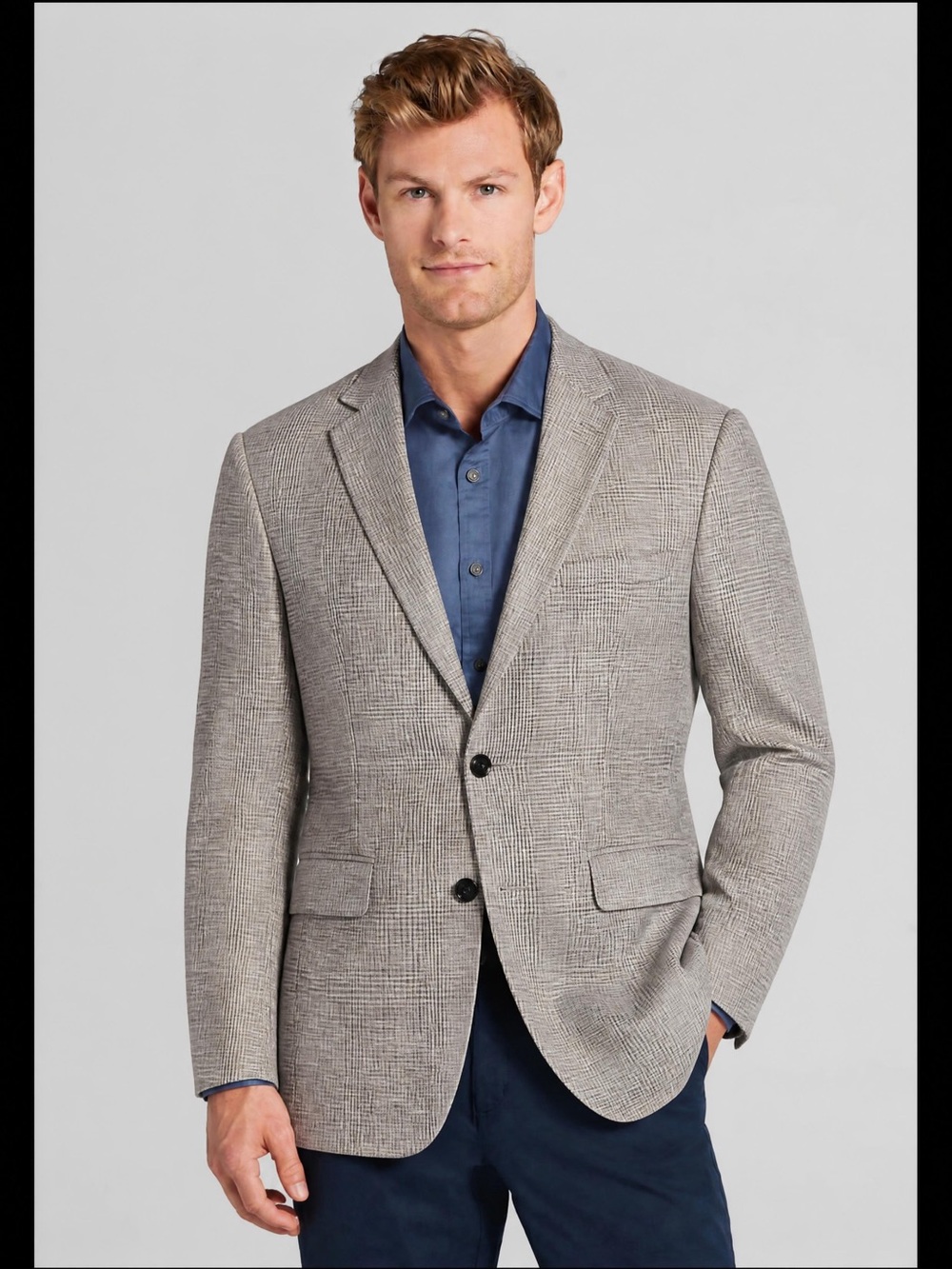 Jos. A. Bank Comfort Stretch Tailored Fit Glen Plaid Sportcoat 40R